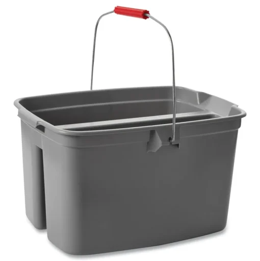 Rubbermaid Commercial 18 in. x 14.5 in. x 10 in. 19 qt. Plastic Double Utility Pail - Gray