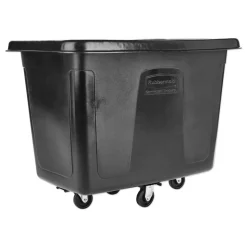 Rubbermaid Commercial 400 lbs. Capacity 12 cu-ft. Polyethylene/Metal Frame Medium-Density Cube Truck - Black