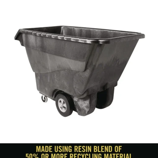 Rubbermaid Commercial 1250 lbs. Capacity Rectangular Structural Foam Tilt Truck - Black