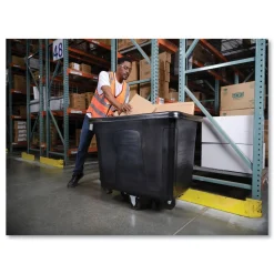 Rubbermaid Commercial 500 lbs. Capacity 105 Gallon Plastic Cube Truck - Black