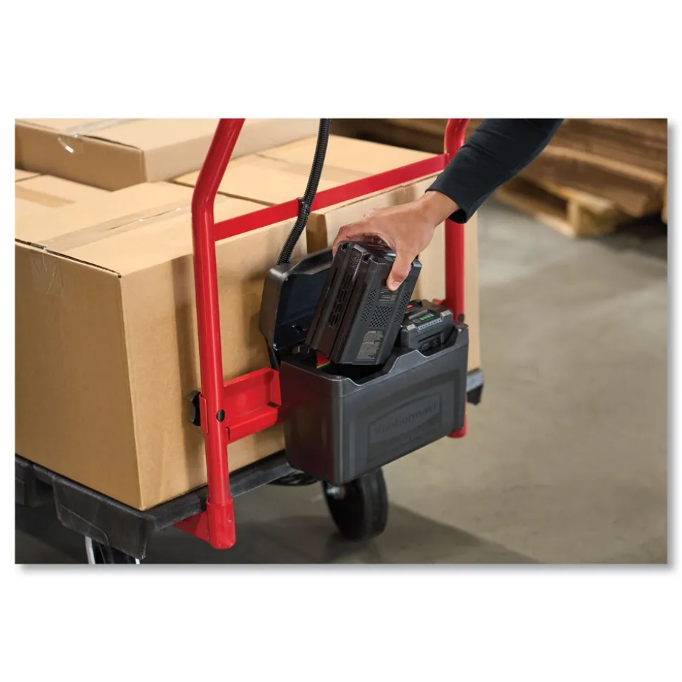 Rubbermaid Commercial 0.5 mph to 3 mph DC Motor 60 V Lithium-Ion Battery Motorized Kit for 30 in. x 60 in. Platform Trucks - Large Black/Red