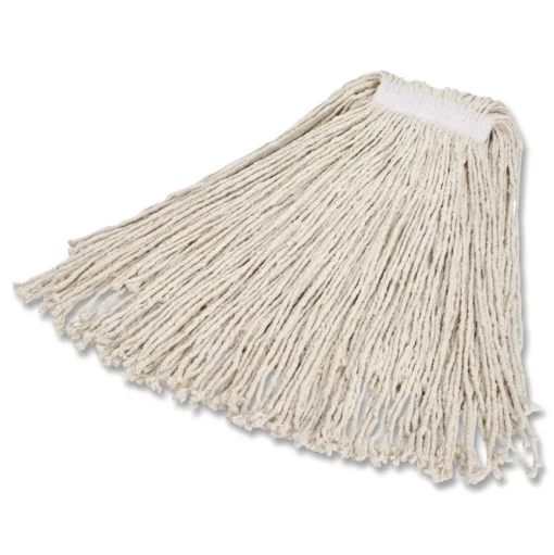 Rubbermaid Commercial 24 oz. 1 in. Band Economy Cut-End Cotton Wet Mop Head - White (12/Carton)