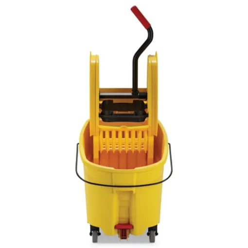 Rubbermaid Commercial 44 qt. WaveBrake 2.0 Down-Press Plastic Bucket/Wringer Combos - Yellow