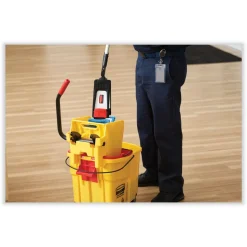 Rubbermaid Commercial 44 qt. WaveBrake 2.0 Down-Press Plastic Bucket/Wringer Combos - Yellow