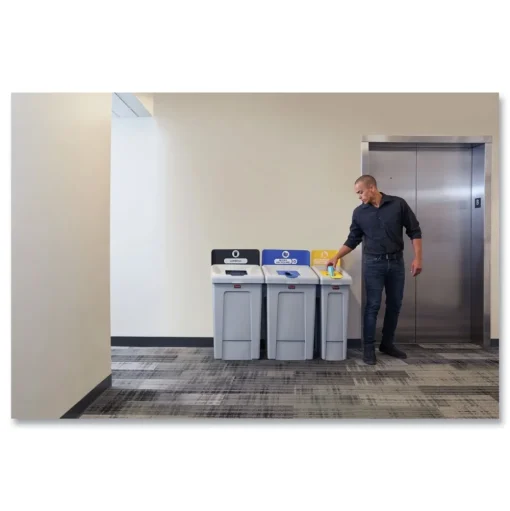 Rubbermaid Commercial 2171554 Slim Jim 33 gal 1-Stream Landfill Resin Recycling Station - Gray