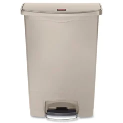 Rubbermaid Commercial 1883552 Streamline 24-Gallon Resin Front Step Style Step-On Container - Beige
