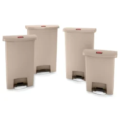 Rubbermaid Commercial 1883552 Streamline 24-Gallon Resin Front Step Style Step-On Container - Beige