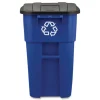 Rubbermaid Commercial Brute 50-Gallon Square Recycling Rollout Container - Blue