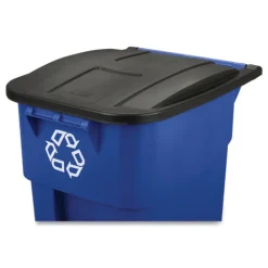 Rubbermaid Commercial Brute 50-Gallon Square Recycling Rollout Container - Blue