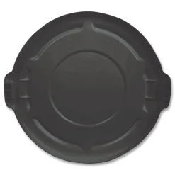 Rubbermaid Commercial BRUTE 22.25 in. Diameter Self-Draining Flat Top Lids for 32 Gallon Round BRUTE Containers - Black