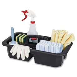Rubbermaid Commercial Cleaning Caddy Compatible with Full-Size and Compact Housekeeping Carts - Black (6/Carton)