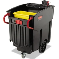 Rubbermaid Commercial Executive Series Mega Brute 120 Gallon Plastic Rectangular Mobile Container - Black