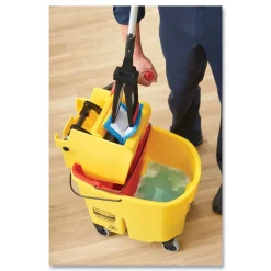 Rubbermaid Commercial FG758888RED WaveBrake 2.0 35 qt. Side-Press Plastic Bucket/Wringer Combos - Red