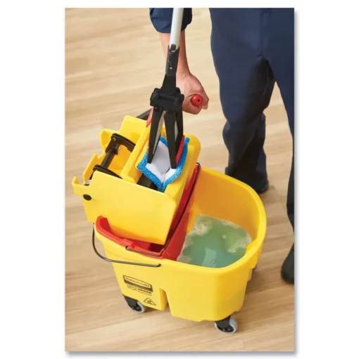 Rubbermaid Commercial FG758888RED WaveBrake 2.0 35 qt. Side-Press Plastic Bucket/Wringer Combos - Red