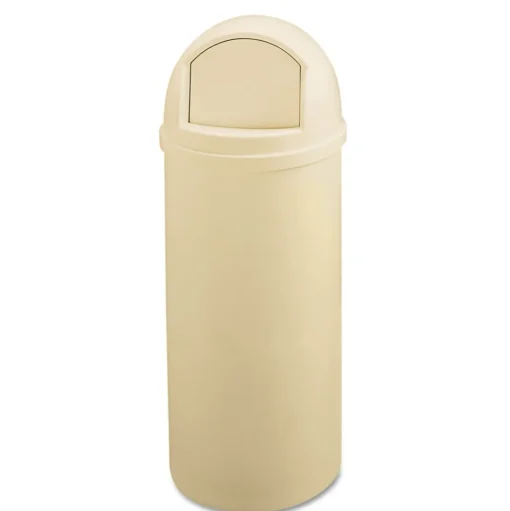 Rubbermaid Commercial Marshal 25-Gallon Plastic Round Classic Container - Beige