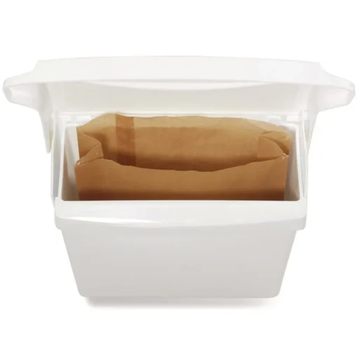 Rubbermaid Commercial Plastic Sanitary Napkin Receptacle with Rigid Liner - White