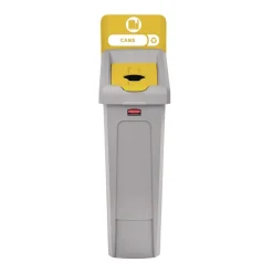 Rubbermaid Commercial Slim Jim Recycling Station Kit 1-Stream Bottles and Cans 23 gal Plastic Yellow/Gray