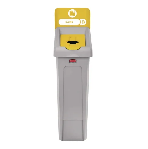 Rubbermaid Commercial Slim Jim Recycling Station Kit 1-Stream Bottles and Cans 23 gal Plastic Yellow/Gray