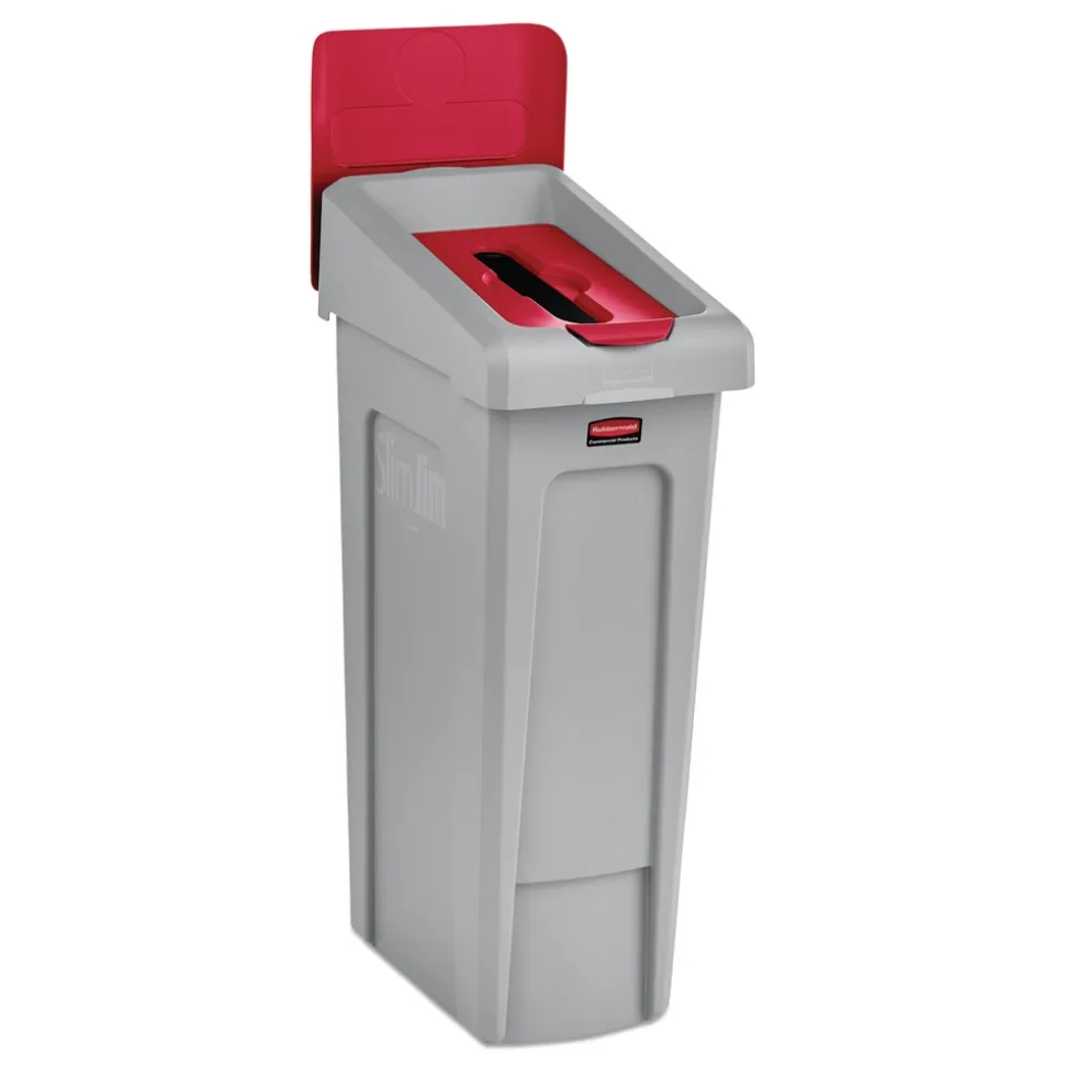 Rubbermaid Commercial Slim Jim 16.5 in. x 8 in. x 0.5 in. Paper Recycling Top - Red