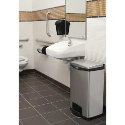 Rubbermaid Commercial Slim Jim 24-Gallon Front Step Style Stainless Steel Step-On Container - Black