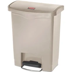 Rubbermaid Commercial Streamline 8-Gallon Resin Front Step Style Step-On Container - Beige