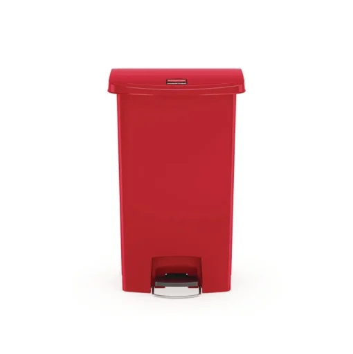Rubbermaid Commercial Streamline 13-Gallon Front Step Style Resin Step-On Container - Red