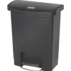 Rubbermaid Commercial Streamline 8-Gallon Front Step Style Resin Step-On Container - Black