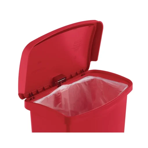 Rubbermaid Commercial Streamline 8-Gallon Front Step Style Resin Step-On Container - Red