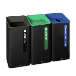 Rubbermaid Commercial Sustain 23 gal Metal/Plastic Decorative Refuse with Recycling Lid - Black/Green