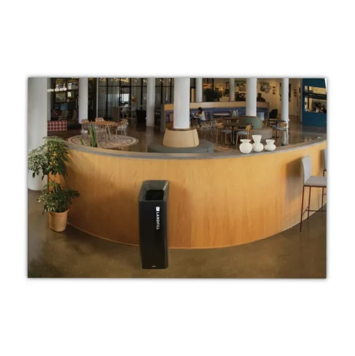 Rubbermaid Commercial Sustain 15 gal Metal/Plastic Decorative Refuse with Recycling Lid - Black