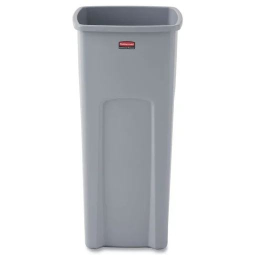 Rubbermaid Commercial Untouchable 23 Gallon Square Plastic Waste Container - Gray