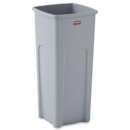 Rubbermaid Commercial Untouchable 23 Gallon Square Plastic Waste Container - Gray
