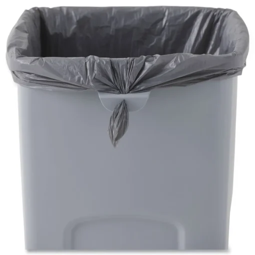 Rubbermaid Commercial Untouchable 23 Gallon Square Plastic Waste Container - Gray