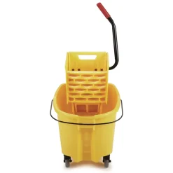 Rubbermaid Commercial WaveBrake 2.0 26 qt. Side-Press Plastic Bucket/Wringer Combos - Yellow