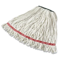 Rubbermaid Commercial Web Foot Shrinkless Looped-End Cotton/Synthetic Wet Mop Heads - Medium, White