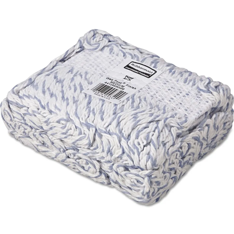 Rubbermaid Commercial Web Foot Cotton/Synthetic Medium Finish Mop Head with 1 in. White Headband - White (6/Carton)