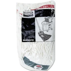 Rubbermaid Commercial Web Foot Shrinkless Looped-End Cotton/Synthetic Wet Mop Head - Medium, White (6/Carton)