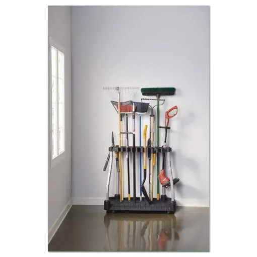 Rubbermaid FastTrack Garage Tool Tower Rack Plastic Holds Up to 40 Tools 38-in x 20.5-in x 34.4-in Black