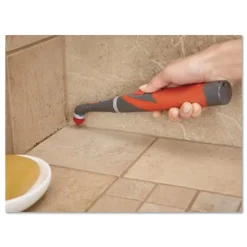 Rubbermaid Reveal Power Scrubber Red/White Nylon Bristles 1.73-in Brush Red Plastic Handle