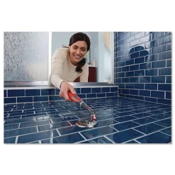 Rubbermaid Reveal Power Scrubber Red/White Nylon Bristles 1.73-in Brush Red Plastic Handle