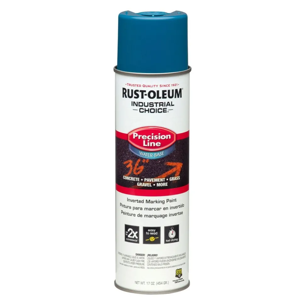 Rust-Oleum 17 oz. Aerosol Can Industrial Choice M1800 System Water-Based Precision Line Marking Paint - Flat APWA Caution Blue (12/Carton)