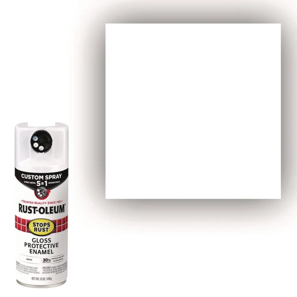 Rust-Oleum Stops Rust 5-in-1 Spray Paint, Gloss White, 12 oz Aerosol Can, 6/Carton