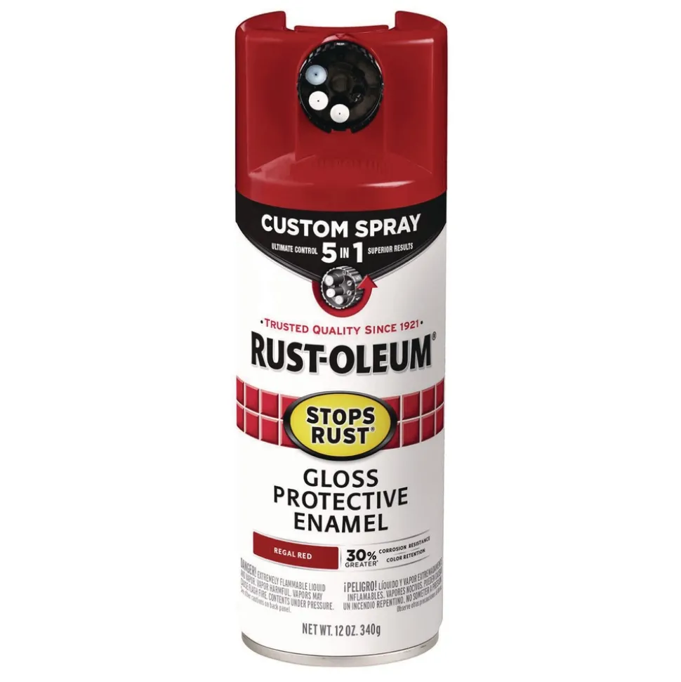 Rust-Oleum Stops Rust 5-in-1 Spray Paint, Gloss Regal Red, 12 oz Aerosol Can, 6/Carton