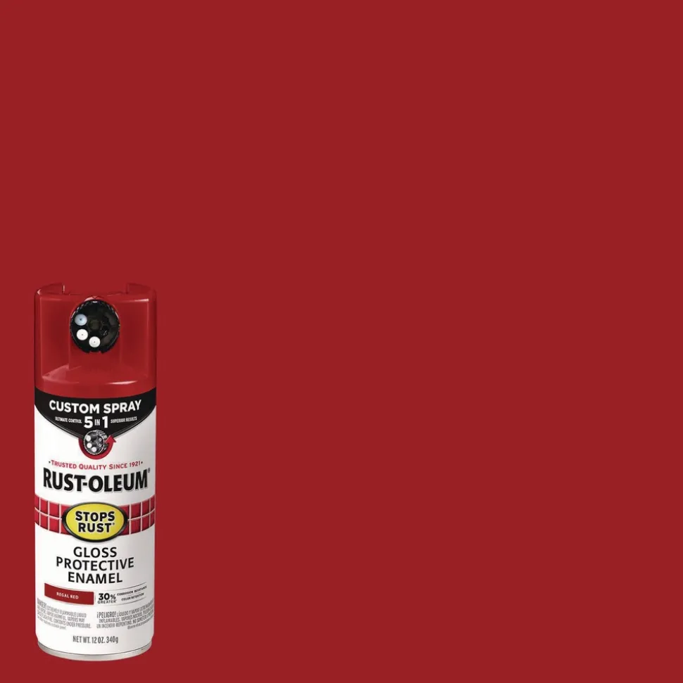 Rust-Oleum Stops Rust 5-in-1 Spray Paint, Gloss Regal Red, 12 oz Aerosol Can, 6/Carton