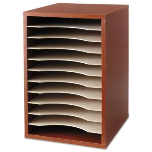 Safco 11 Compartments 10.63 in. x 11.88 in. x 16 in. Wood Desktop Literature Sorter - Cherry
