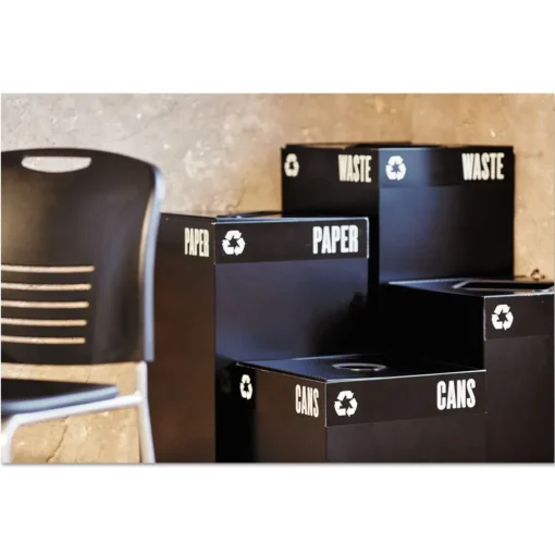 Safco 42 Gallon Public Square Paper -Recycling Receptacles - Black