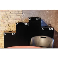 Safco 42 Gallon Public Square Paper -Recycling Receptacles - Black