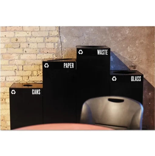 Safco 42 Gallon Public Square Paper -Recycling Receptacles - Black