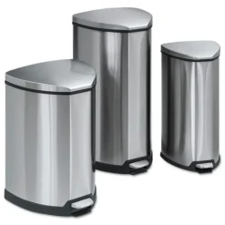 Safco 4 Gallon Stainless Steel Step-On Receptacle - Chrome/Black