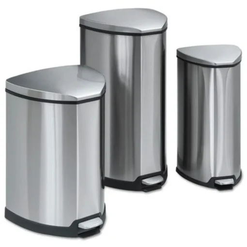 Safco 4 Gallon Stainless Steel Step-On Receptacle - Chrome/Black
